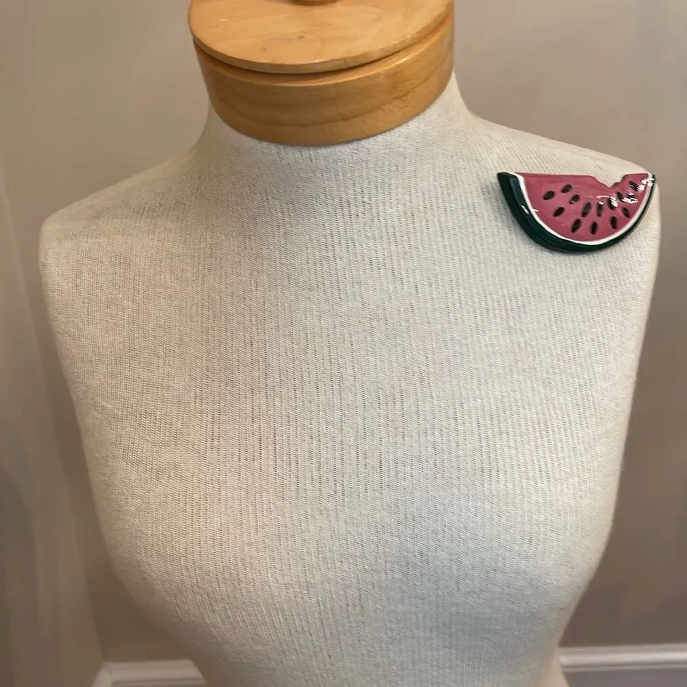 Vintage Watermelon Slice Ceramic Pin